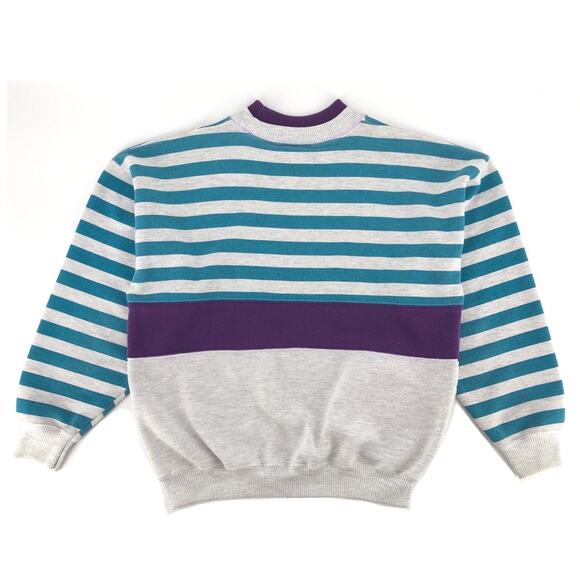 90s color block mock neck sweatshirt 1990s vintage - Picture 2 of 6